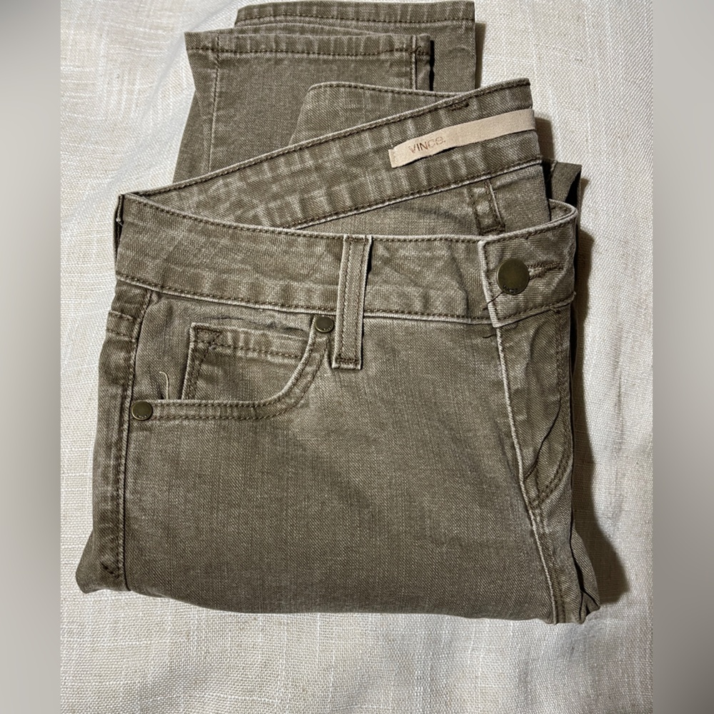 Vince Stretch Cotton Crop Skinny Ankle Jeans Cocoa Brown Women's Size 26